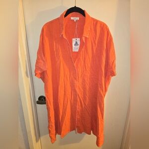 NWT Easel Women's Coral Casual Button-Down Shirt/Dress